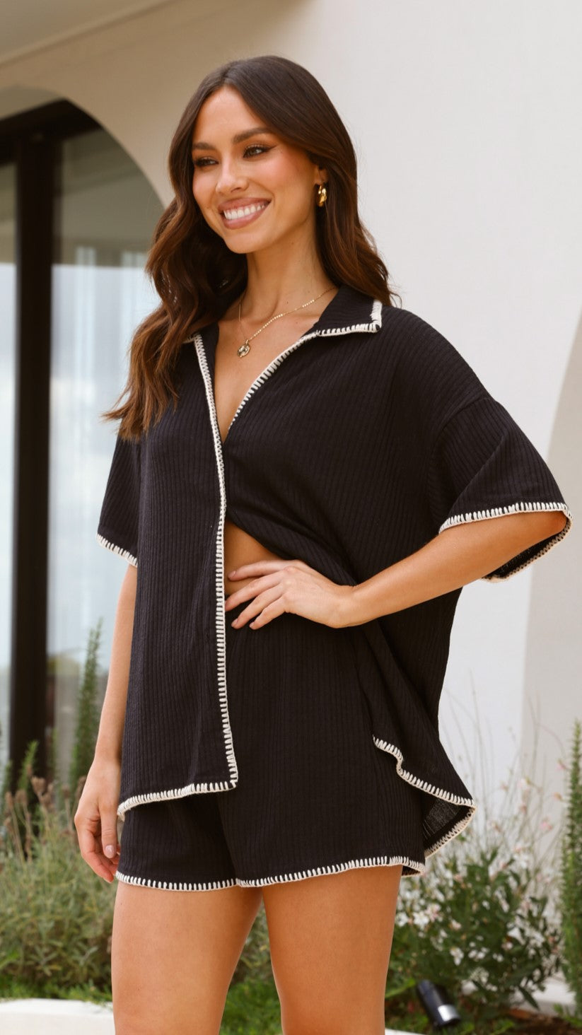 Oriisse | Women's Cozy Knit Top and Shorts Set — 2