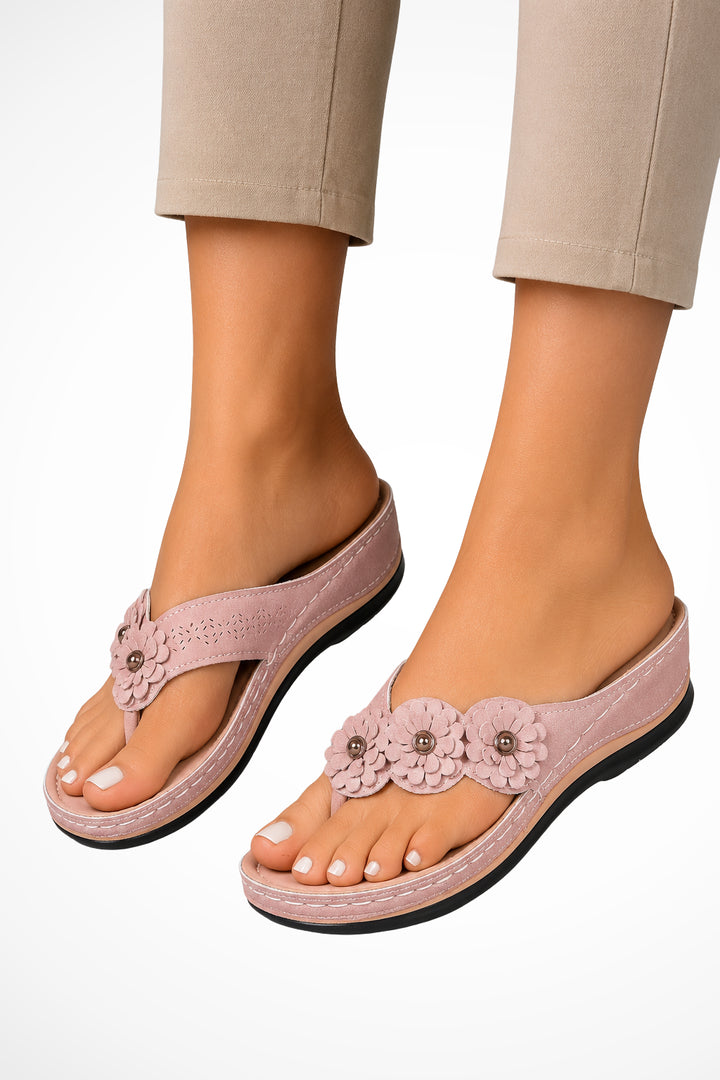 Orlanova | Women's Orthopedic Floral Detail Toe Post Sandals — 2