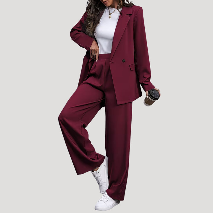 Petronella | Women's Tailored Single-Button Double Breasted Blazer Trouser Suit Set — 2