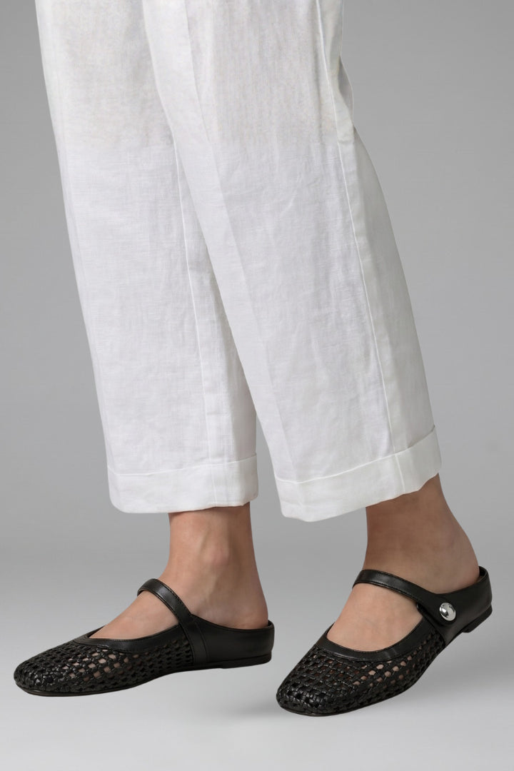 Pia | Women's Casual Stretch Mules Shoes with Woven Upper for Spring Tops — Black