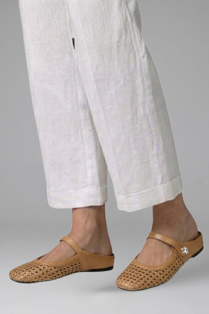 Pia | Women's Casual Stretch Mules Shoes with Woven Upper for Spring Tops — Camel