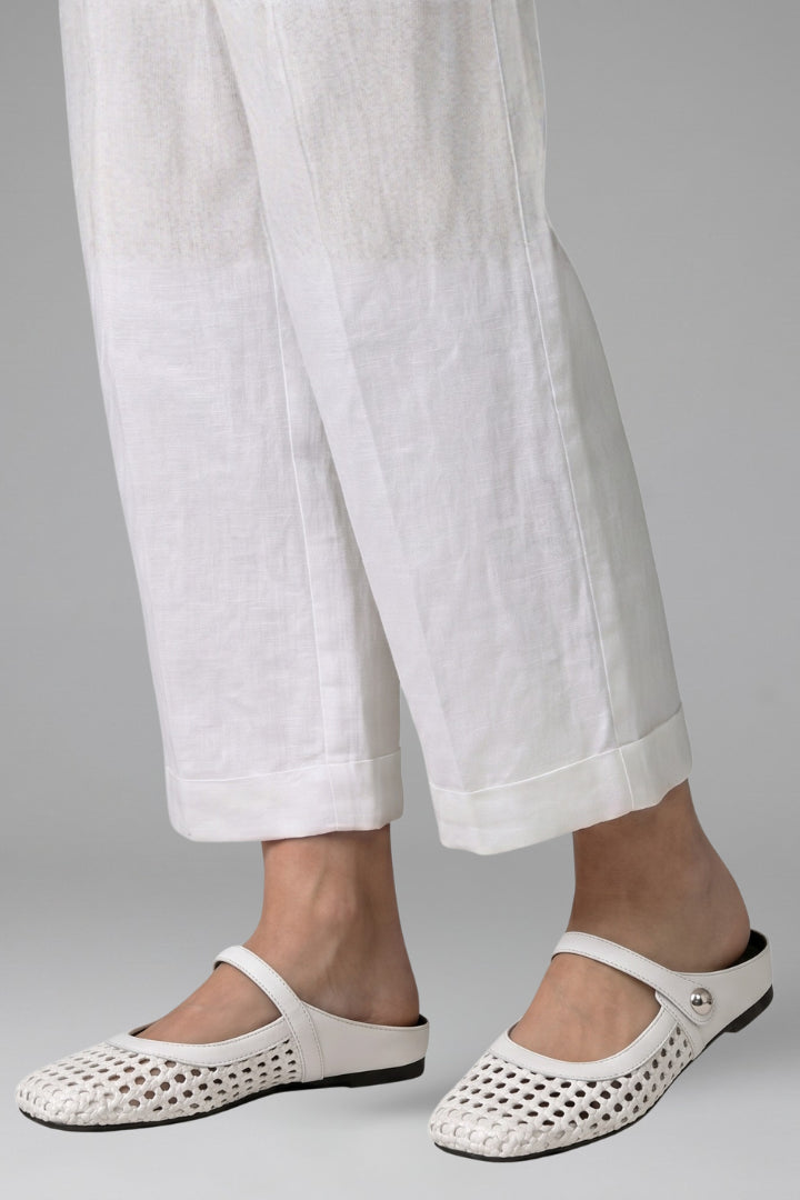 Pia | Women's Casual Stretch Mules Shoes with Woven Upper for Spring Tops — White