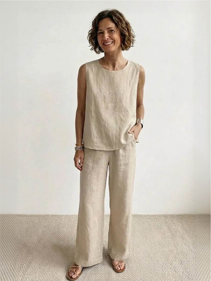Pietreth | Sleeveless Tank & Wide Leg Pants Matching Set
