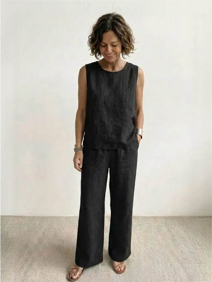 Pietreth | Sleeveless Tank & Wide Leg Pants Matching Set