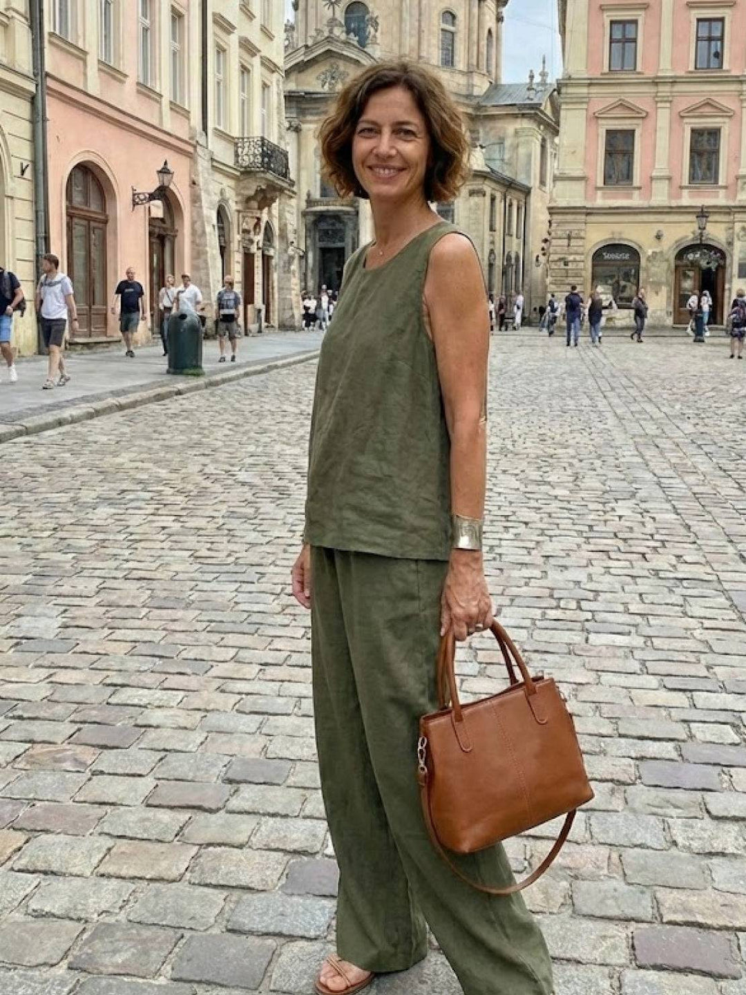 Pietreth | Sleeveless Tank & Wide Leg Pants Matching Set