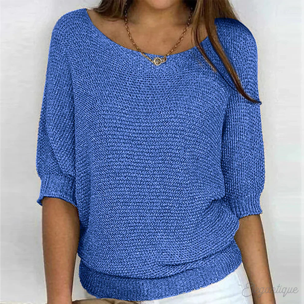 Priscilla | Women's Knit Cozy elegant sweater — Blau