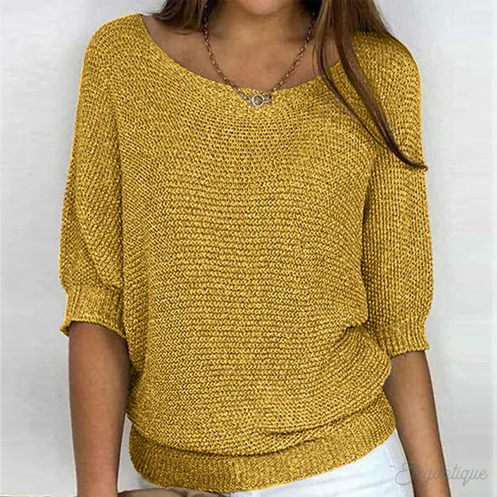 Priscilla | Women's Knit Cozy elegant sweater — Gelb
