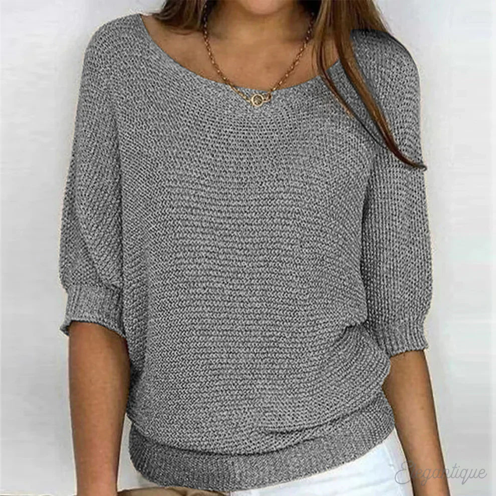 Priscilla | Women's Knit Cozy elegant sweater — Grau