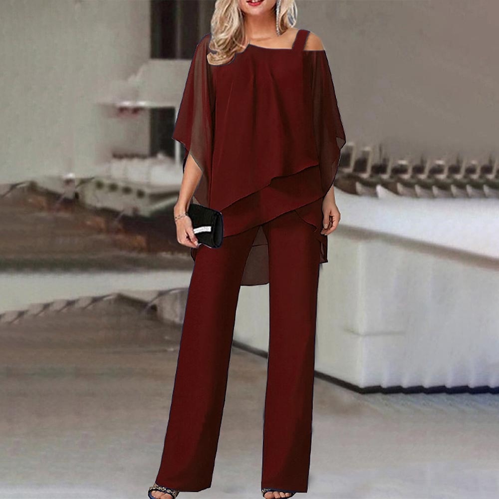 Prynanne | Women's Sophisticated And Glamorous Two Piece Set Dress — Burgundy