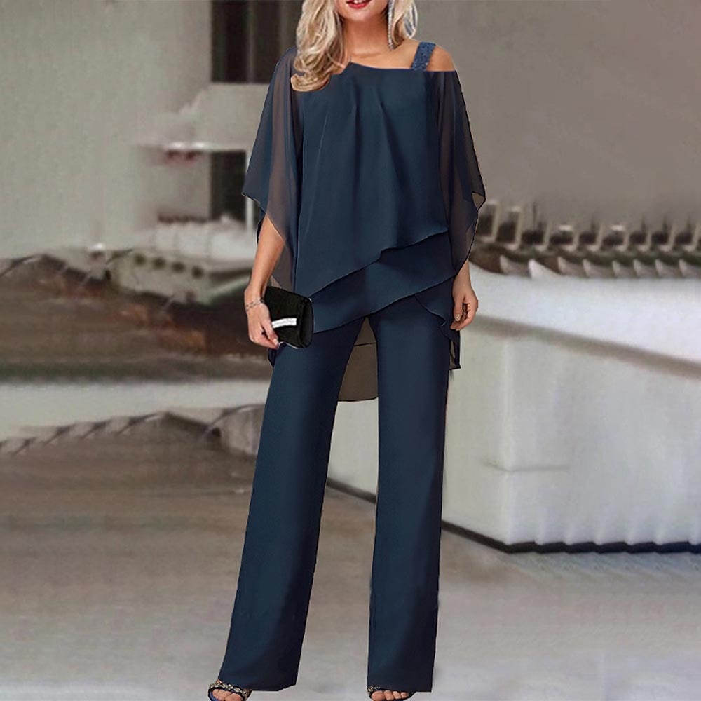 Prynanne | Women's Sophisticated And Glamorous Two Piece Set Dress — Dark Blue