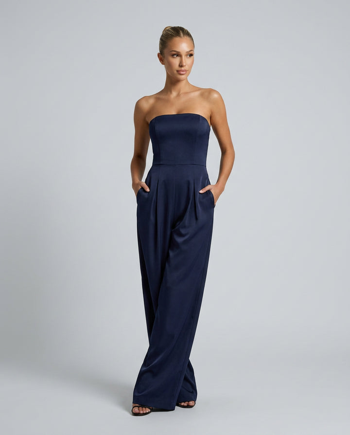 Quinn | Women's Elegant Strapless Jumpsuit with Wide-Leg Trousers — 3