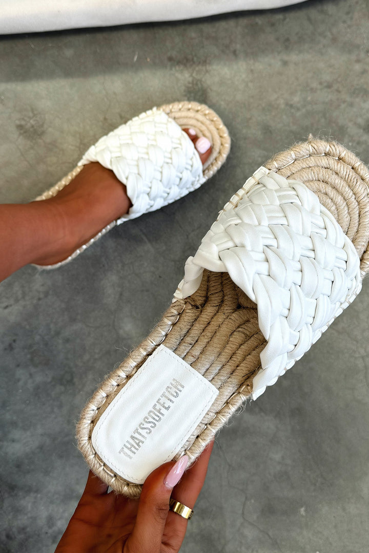Renethnia | Women's Casual Stretch Slides - White Tops — 1