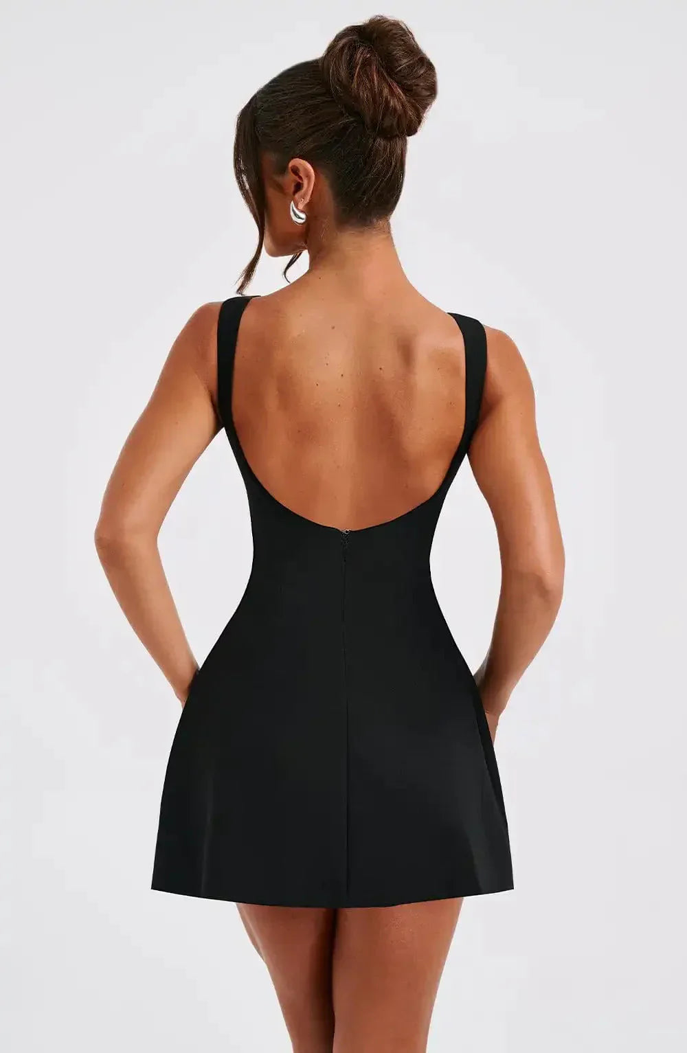 Renethreth | Women's Elegant Boat Neck Fit Flare Sleeveless Mini Dress — 2