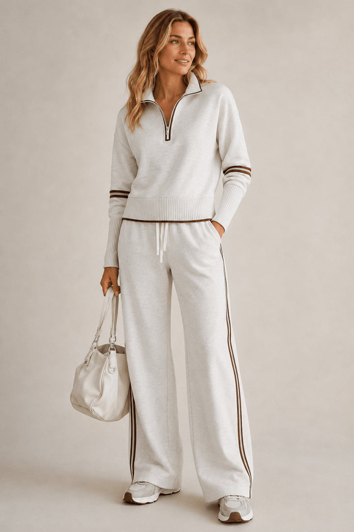 Renethvia | Women's Casual Stretch Chic Zip-Up Top Set — 1