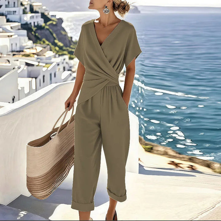 Rheaaine | Women's Matching Versatile Everyday Two-Piece Set — Khaki