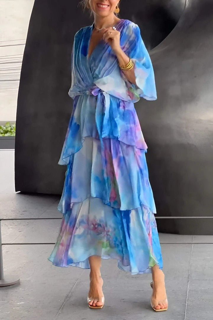 Rilladora | Women's Elegant Flowy Draped Cocktail Dress — 2