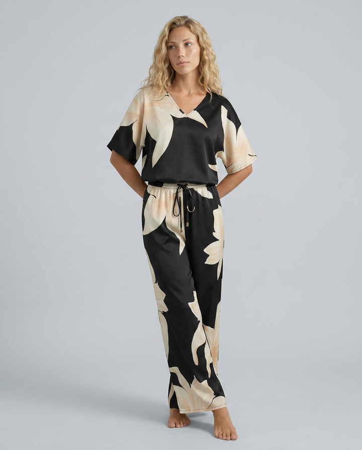 Rosa | Women's Elegant Floral Print Jumpsuit with Wide-Leg Trousers — 3