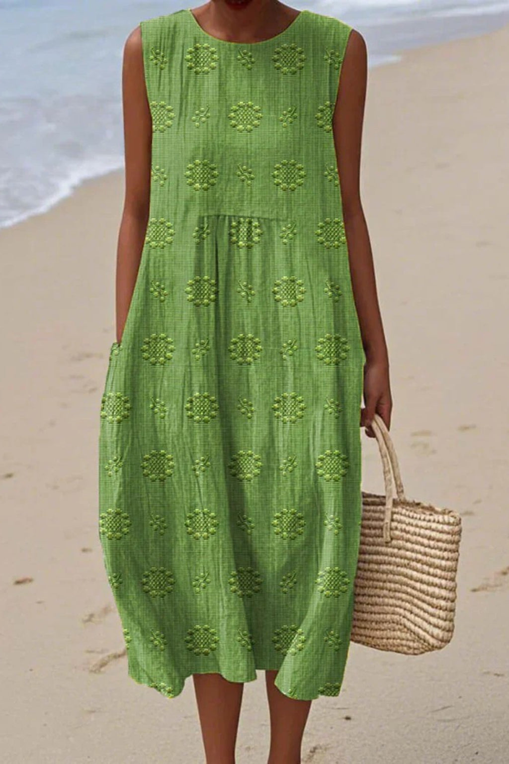 Rosabelle | Women's Elegant Embroidered Sleeveless Midi Dress — 1