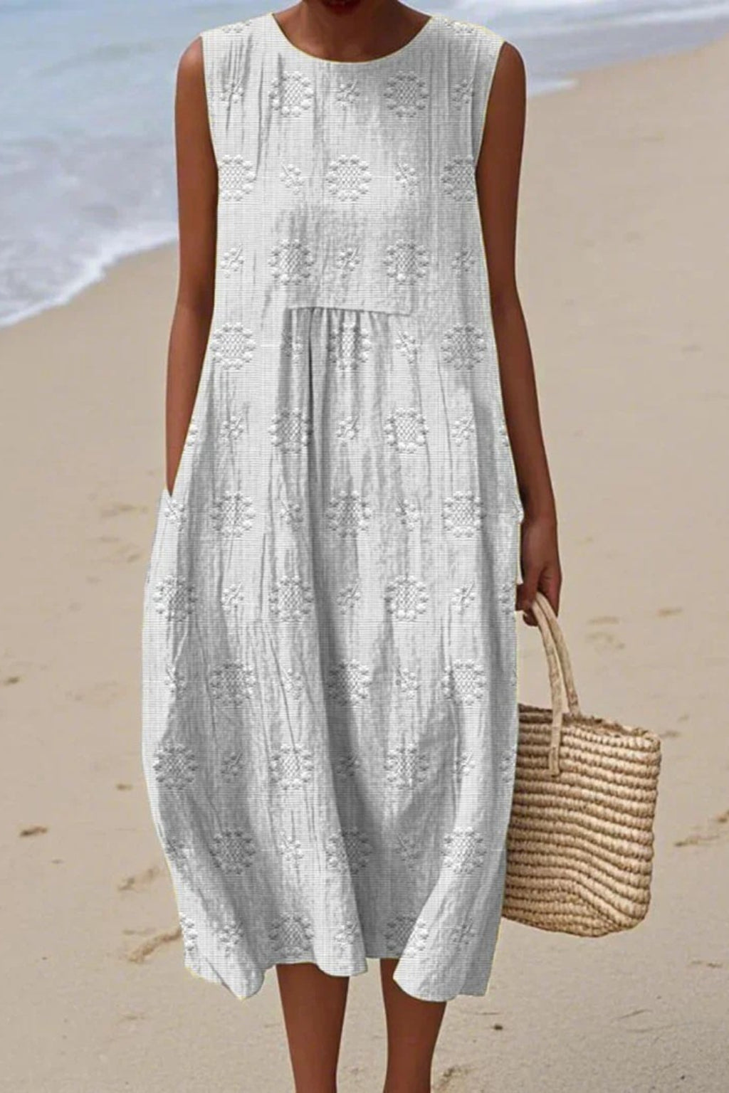 Rosabelle | Women's Elegant Embroidered Sleeveless Midi Dress — 2
