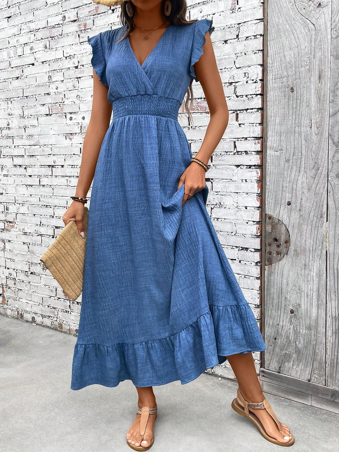 Rosawen | Women's Elegant Ruffle Smocked Waist Dress — 1
