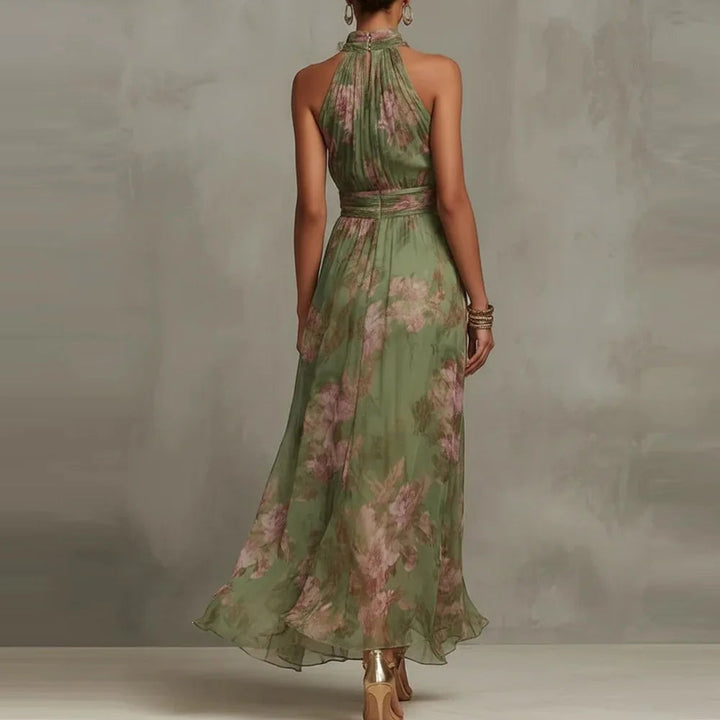 Sabelaine | Women's Elegant Floral Airy Sleeveless Maxi Wedding Guest Dress — 2