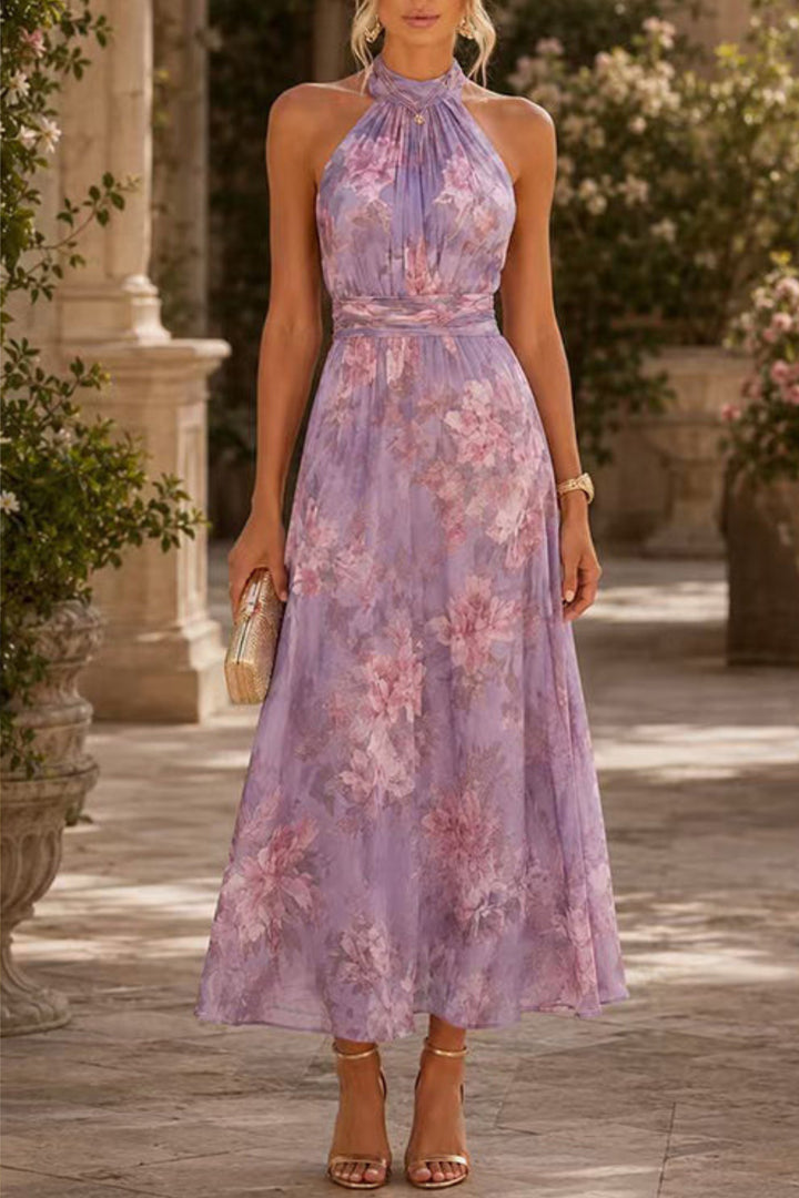 Sableisse | Women's Elegant Waisted Maxi Dress with Flowing Sleeveless Silhouette — 1
