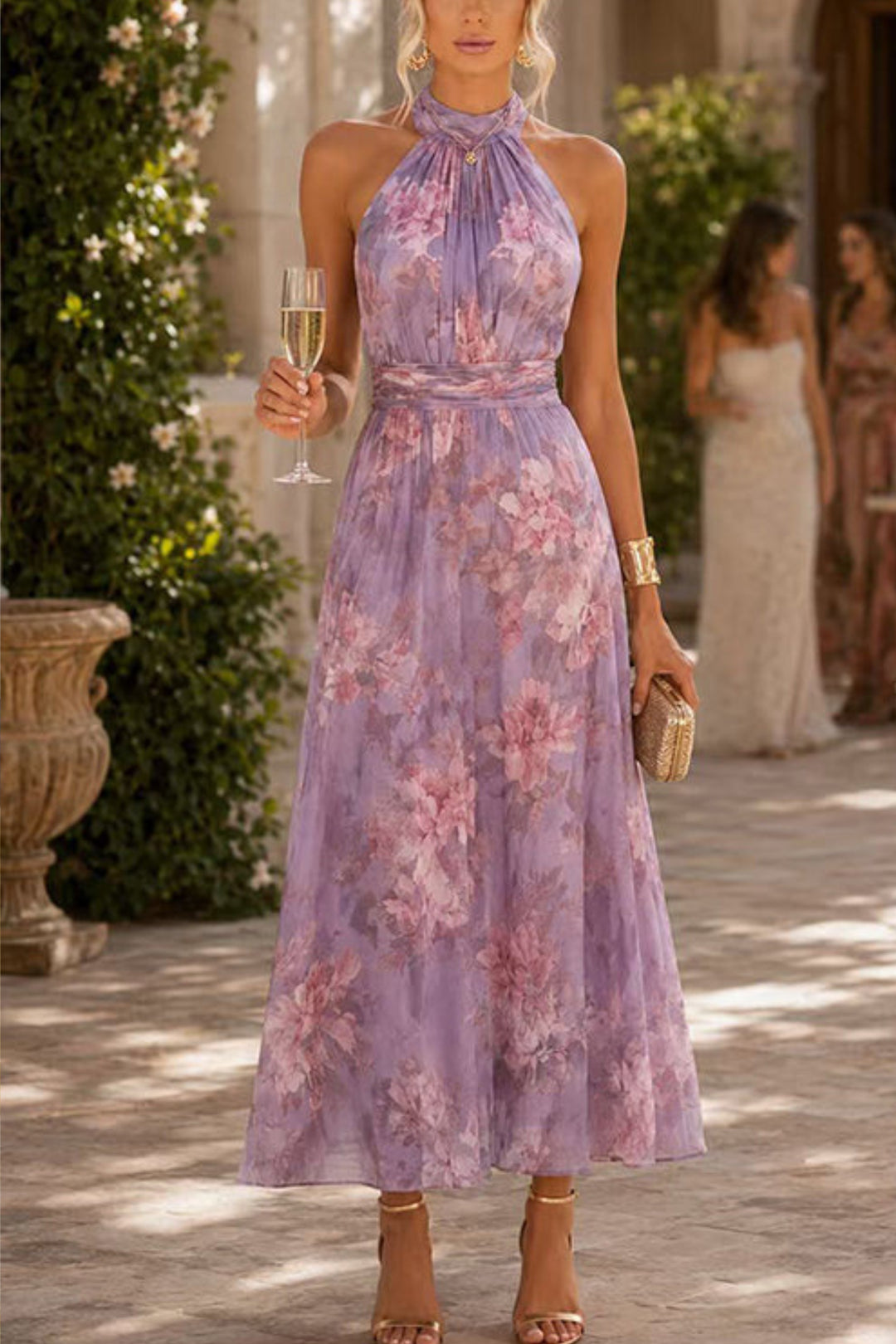 Sableisse | Women's Elegant Waisted Maxi Dress with Flowing Sleeveless Silhouette — 2