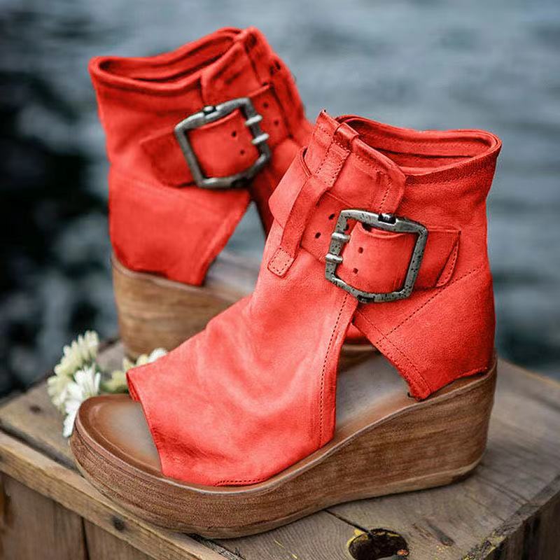 Sableoura | Boho Adjustable Strap Orthopedic Wedge Sandals