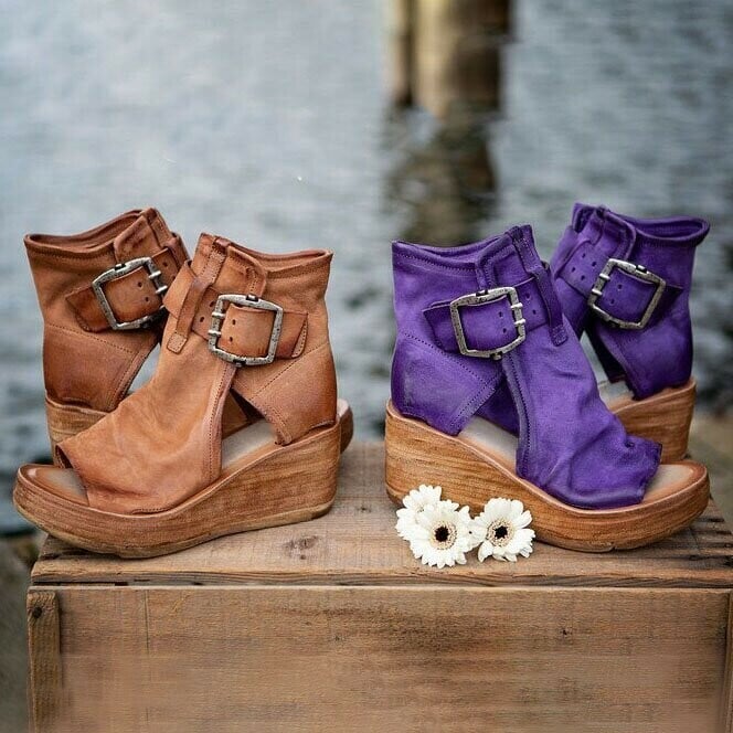 Sableoura | Boho Adjustable Strap Orthopedic Wedge Sandals