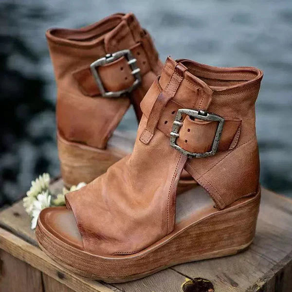 Sableoura | Boho Adjustable Strap Orthopedic Wedge Sandals