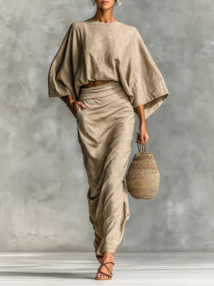 Serenara | Women's Maxi High-Waist 2-Piece Julia Set with Skirt — Khaki