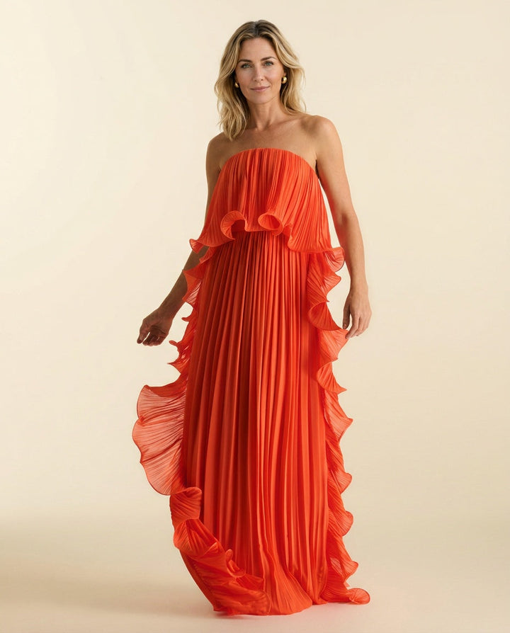 Serwynn | Chiffon Pleated Frill Maxi | Wedding Guest Dress