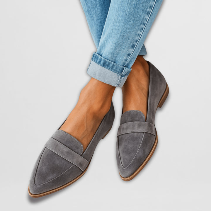 Sofia | Women's Orthopedic Comfort Slip-On Frühlings Spitz Zulaufende Wildleder loafer — 2