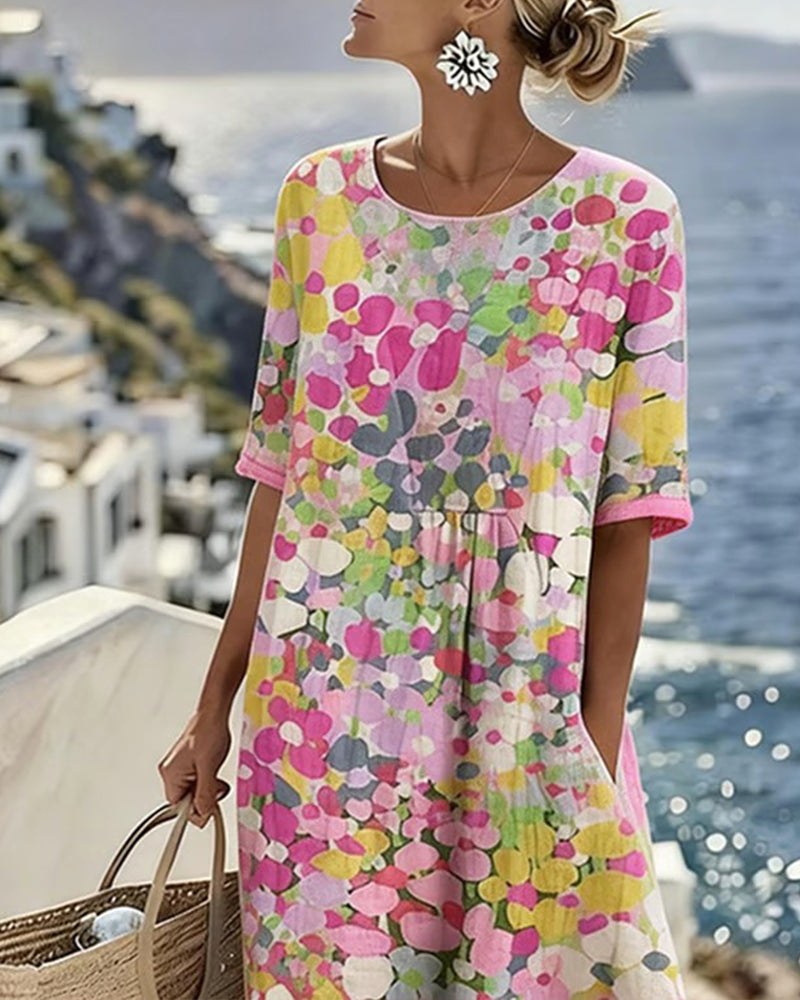 Solanne | Women's Elegant Cotton-Linen Midi Dress — 2