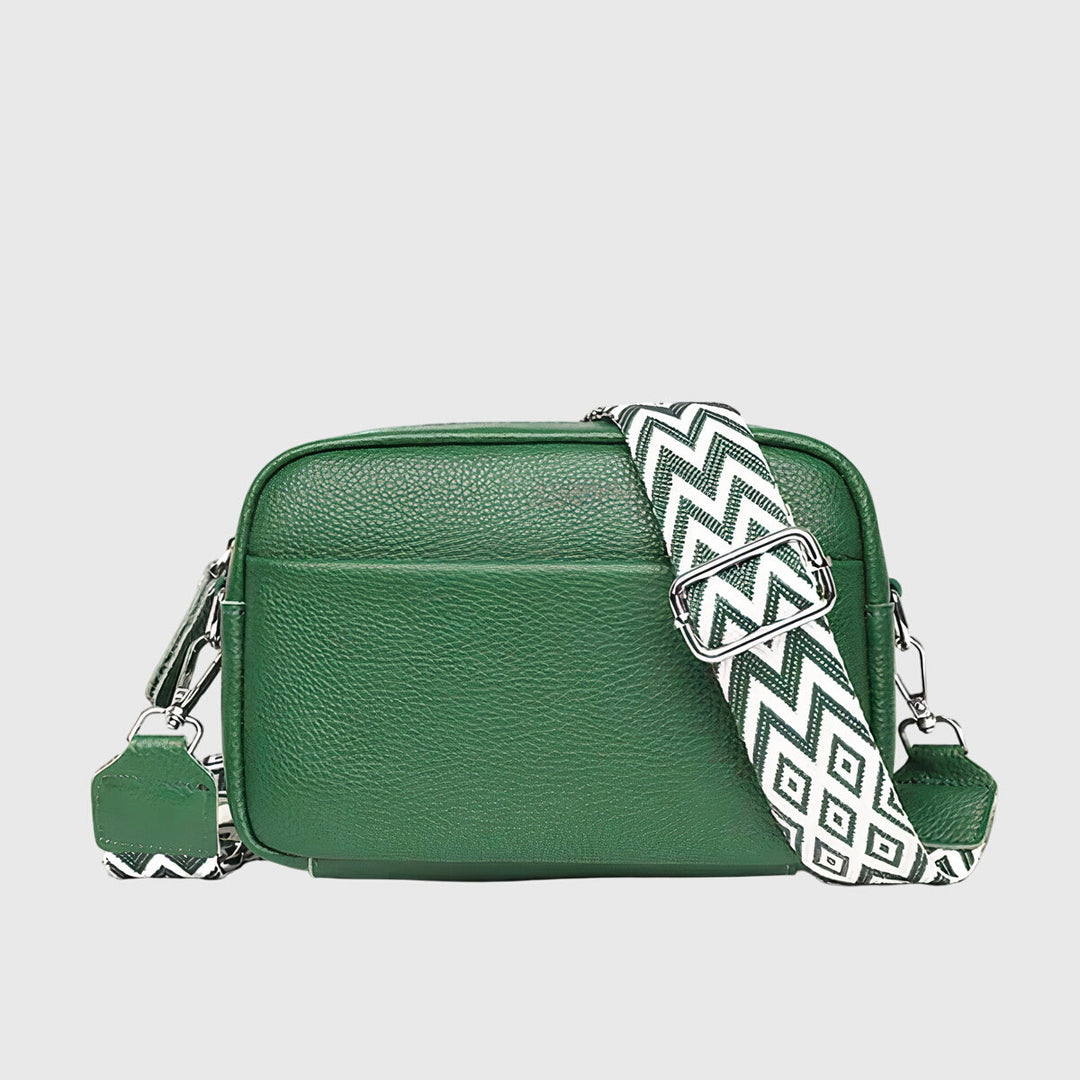 Solisse | Women's Casual Stretch Leather Crossbody Bag with Wide Strap Top — Green