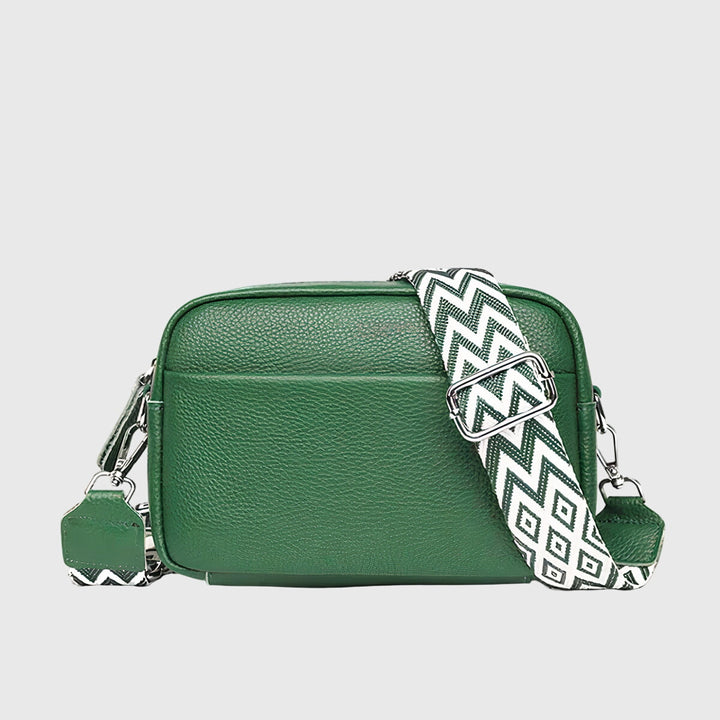 Solisse | Women's Casual Stretch Leather Crossbody Bag with Wide Strap Top — Green