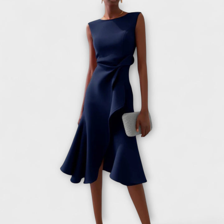 Stella | Women's Wedding Guest Elegant Sleeveless Dresses — Dark Blue