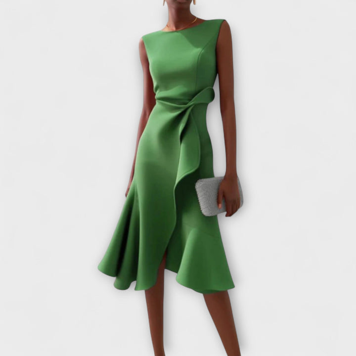 Stella | Women's Wedding Guest Elegant Sleeveless Dresses — Green