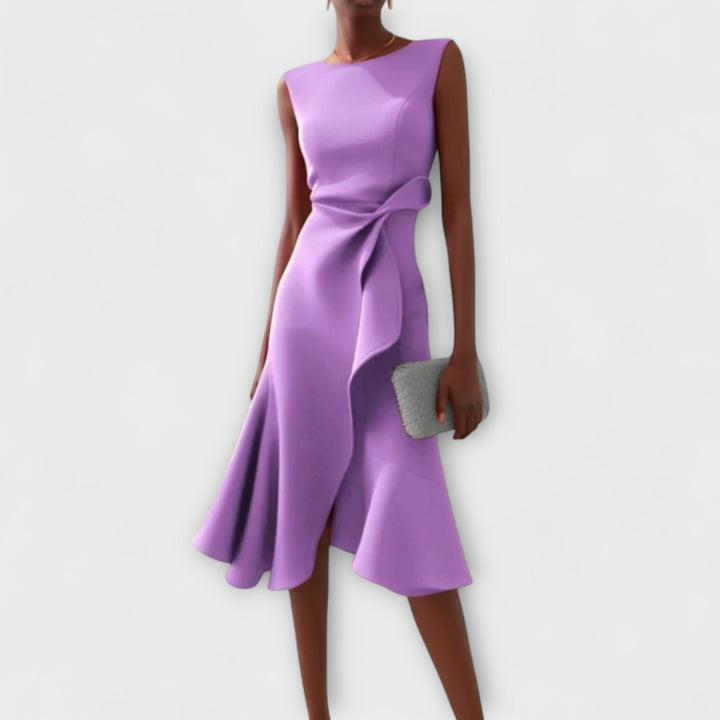 Stella | Women's Wedding Guest Elegant Sleeveless Dresses — Purple