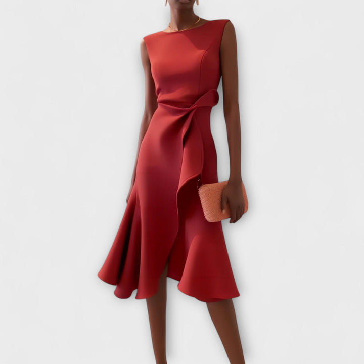 Stella | Women's Wedding Guest Elegant Sleeveless Dresses — Red