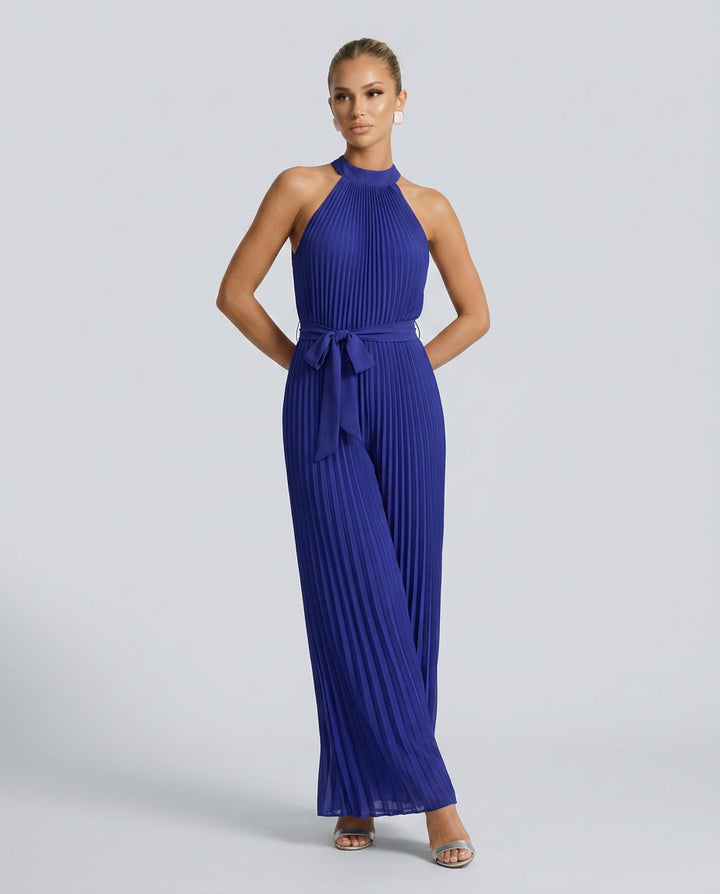 Talia | Women's Elegant Pleated Jumpsuit with Wide-Leg Trousers — 2
