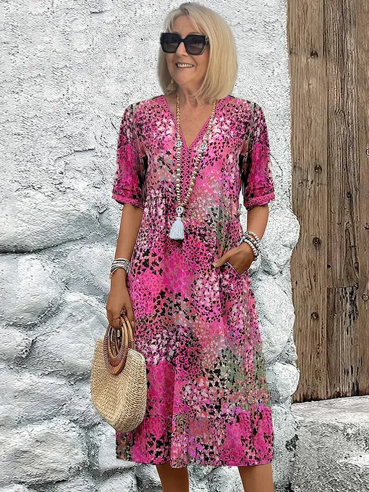 Velella | Women's Elegant Vibrant Midi Dress — Blush Pink