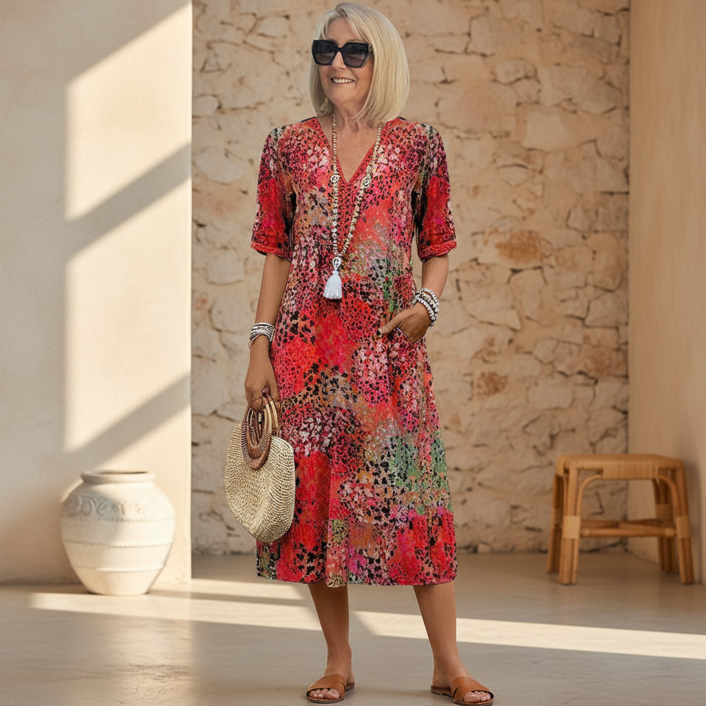 Velella | Women's Elegant Vibrant Midi Dress — 1
