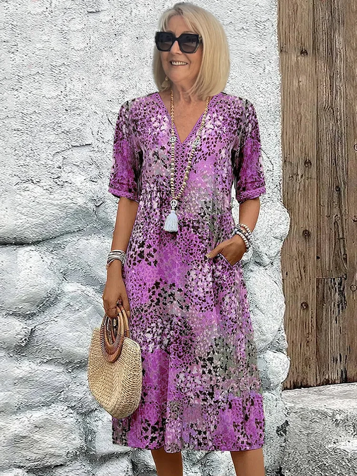 Velella | Women's Elegant Vibrant Midi Dress — Lavender Purple