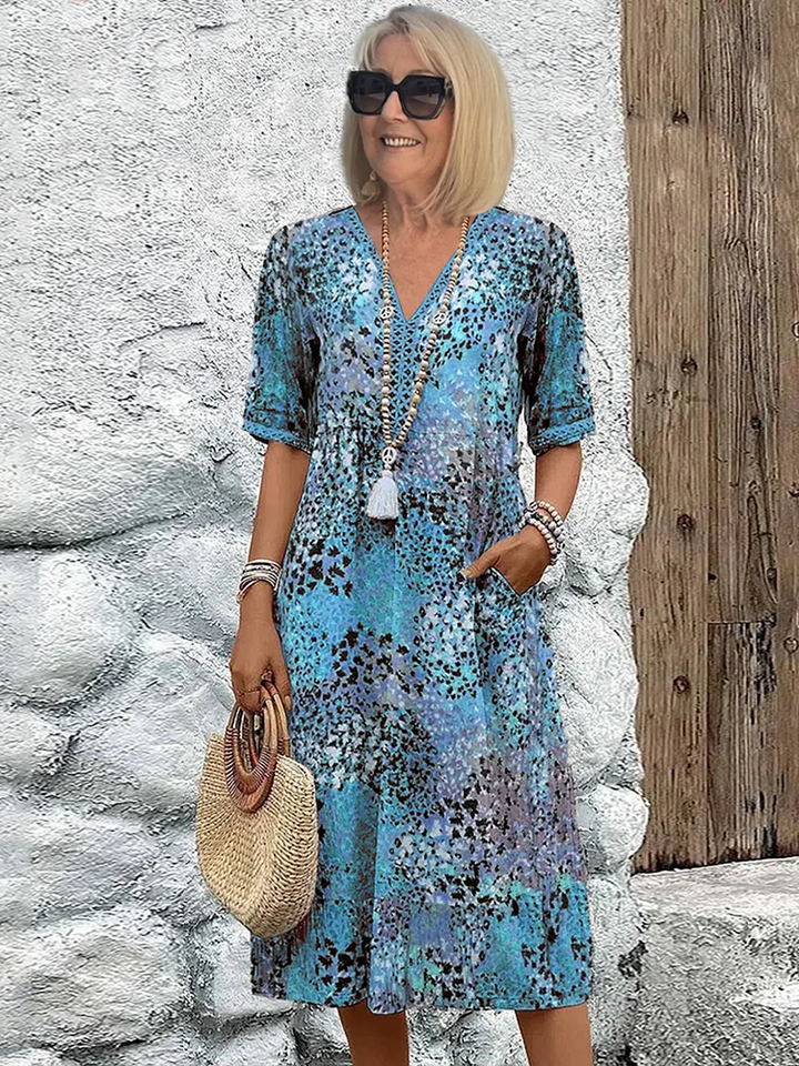 Velella | Women's Elegant Vibrant Midi Dress — Ocean Blue