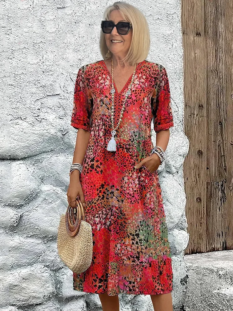 Velella | Women's Elegant Vibrant Midi Dress — Scarlet Red