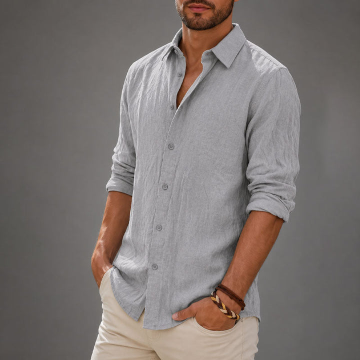 Velvia | Women's Button-Up Casual Button Shirt — Gray
