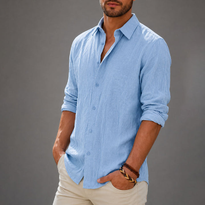 Velvia | Women's Button-Up Casual Button Shirt — Light Blue