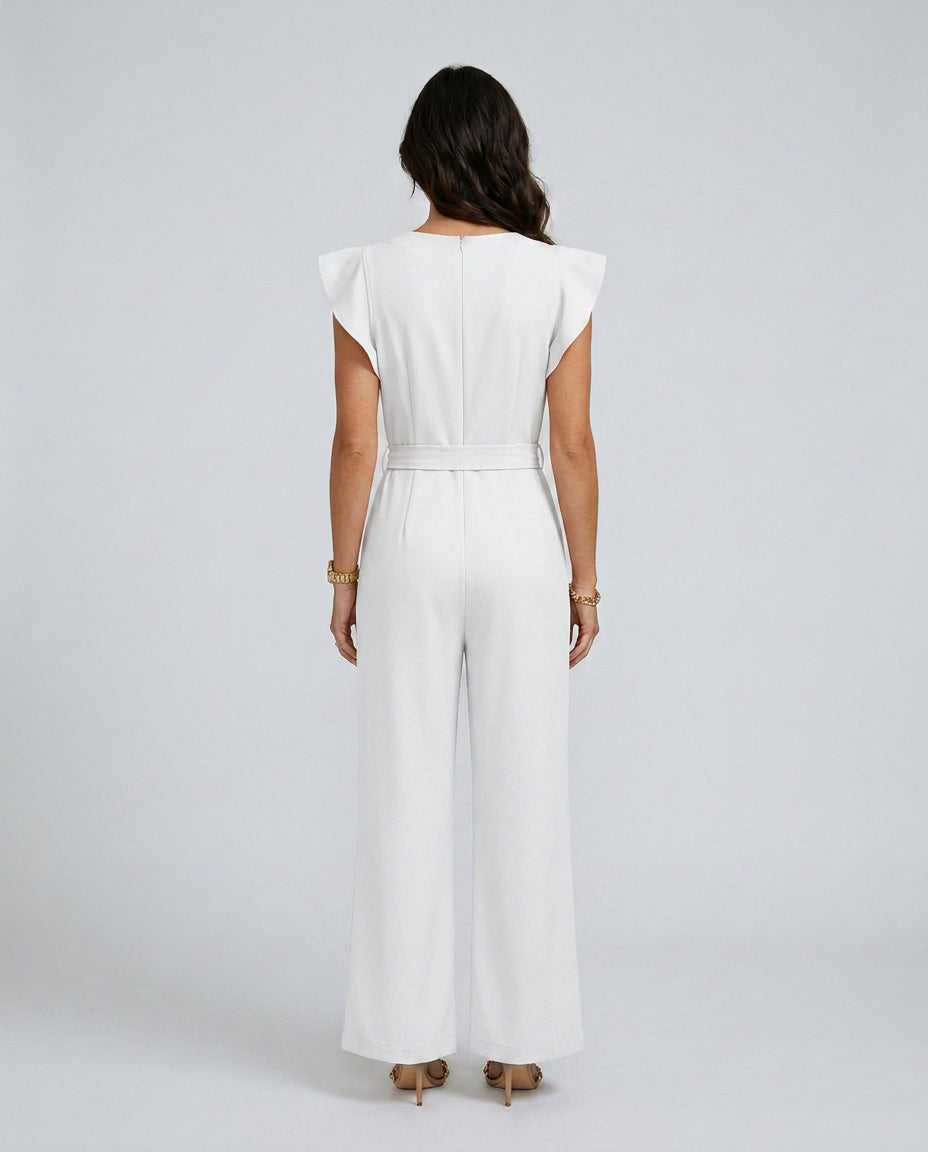 Vera | Women's Elegant Wide-Leg Jumpsuit with Ruffle Sleeves — 2