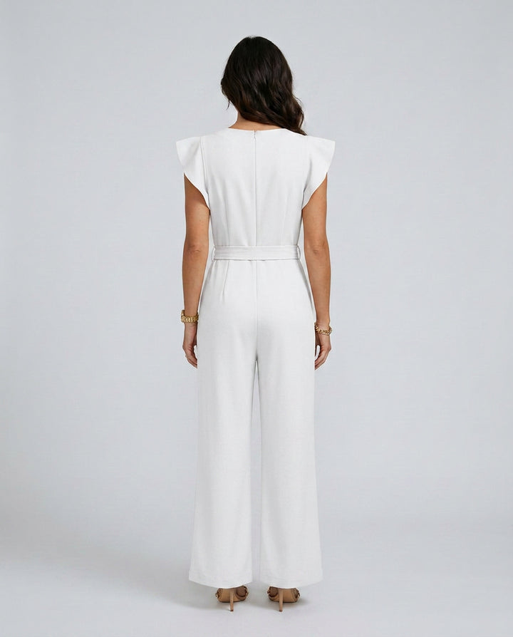 Vera | Women's Elegant Wide-Leg Jumpsuit with Ruffle Sleeves — 2